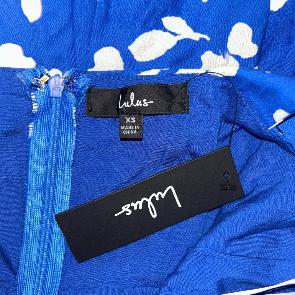 NWT! Lulus Bright Affection Cobalt Blue Floral Tie-Strap Mini Dress (Size XS) - Picture 8 of 9